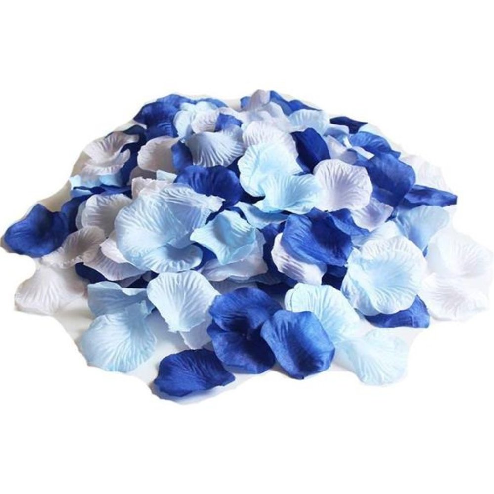 Mixed Royal Blue &Light Blue &White Party Wedding Flowers Silk Rose Petals Party